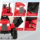 Close-up of the 12V Kids Ride On Tractor's LED headlights, foot pedal, and charging port for safe, fun playtime.